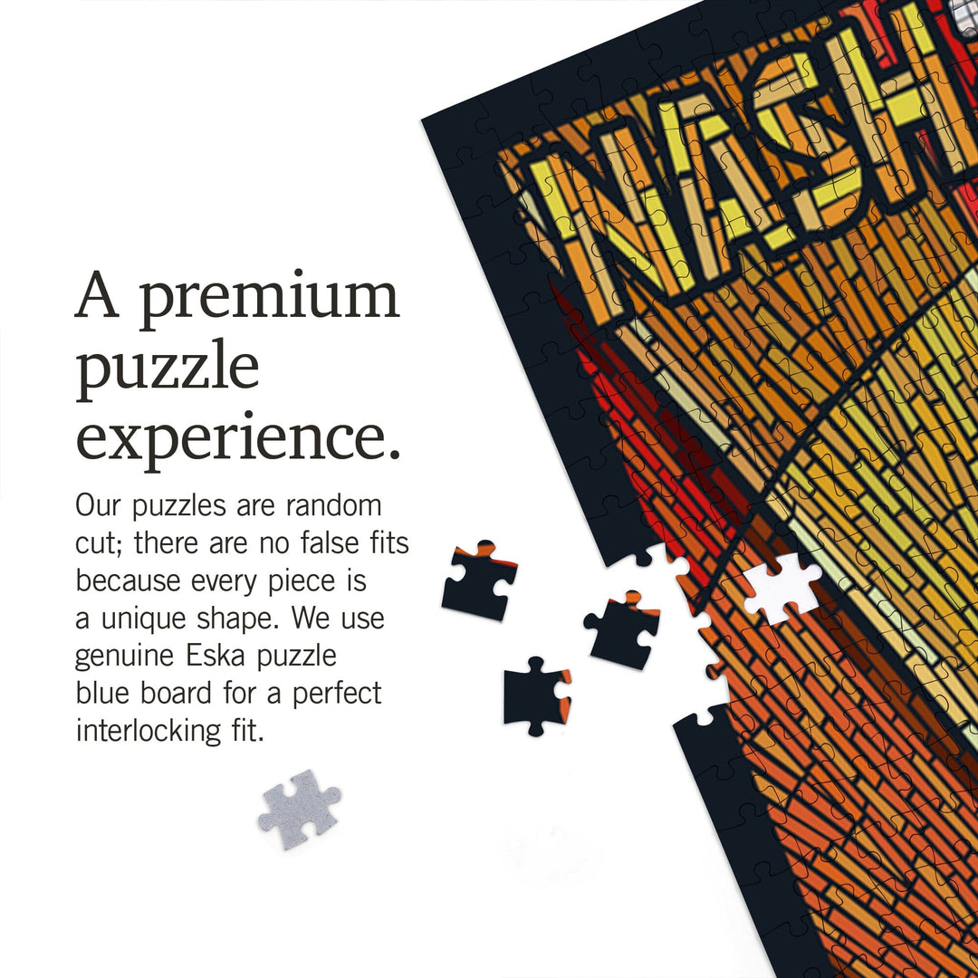 Nashville, Tennessee, Guitar Mosaic, Jigsaw Puzzle Puzzle Lantern Press 