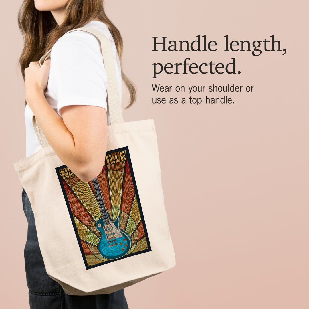 Nashville, Tennessee, Guitar Mosaic, Tote Bag Totes Lantern Press 