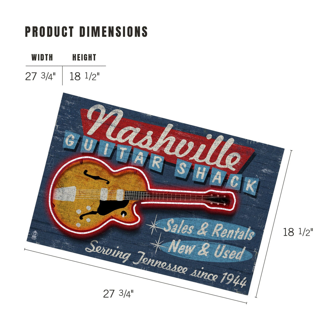 Nashville, Tennessee, Guitar Shack Vintage Sign, Jigsaw Puzzle Puzzle Lantern Press 