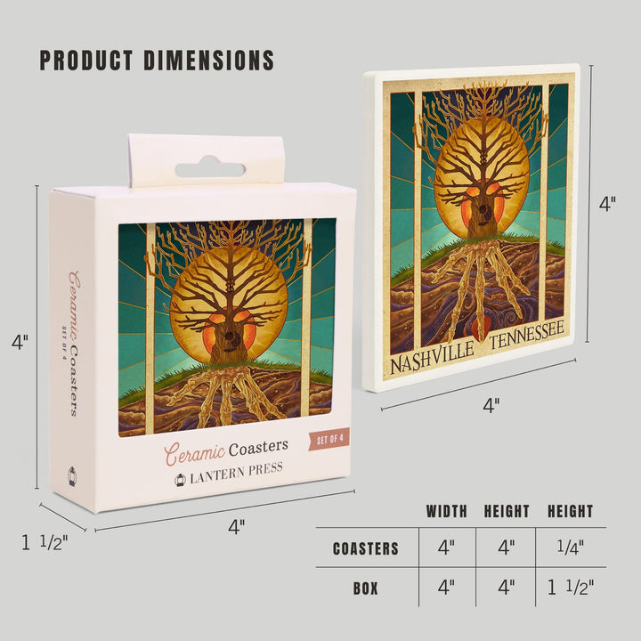 Nashville, Tennessee, Guitar Tree, Coasters Coasters Lantern Press 