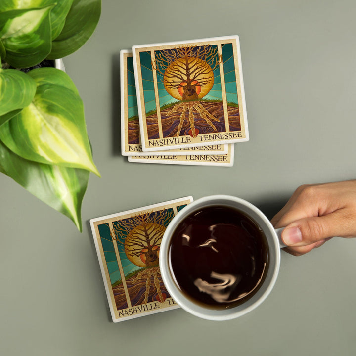 Nashville, Tennessee, Guitar Tree, Coasters Coasters Lantern Press 