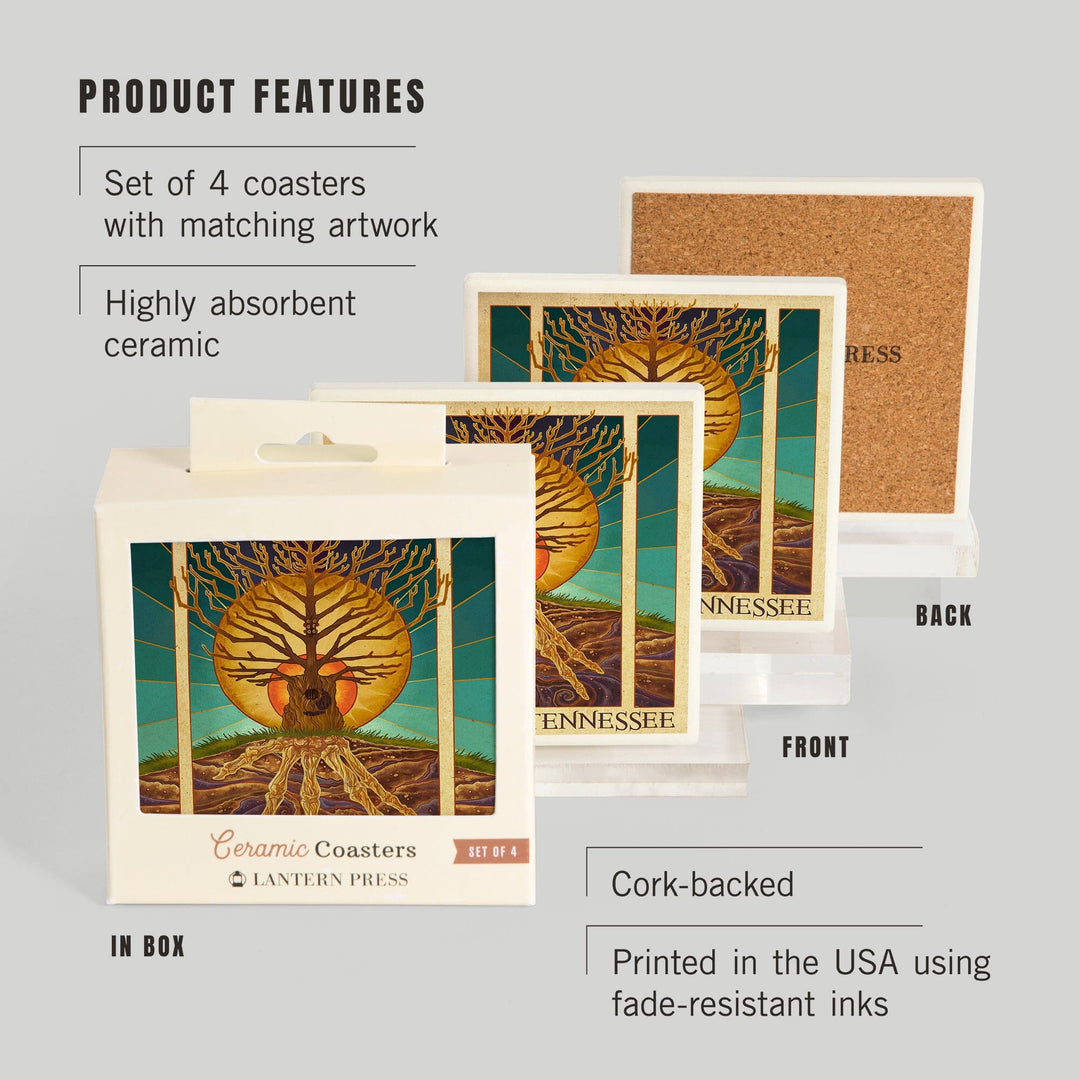 Nashville, Tennessee, Guitar Tree, Coasters Coasters Lantern Press 