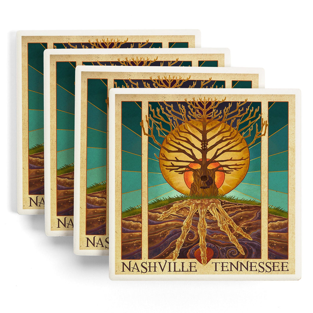 Nashville, Tennessee, Guitar Tree, Coasters Coasters Lantern Press 