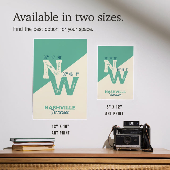 Nashville, Tennessee, Latitude and Longitude, City Series, Art & Giclee Prints Art Lantern Press 