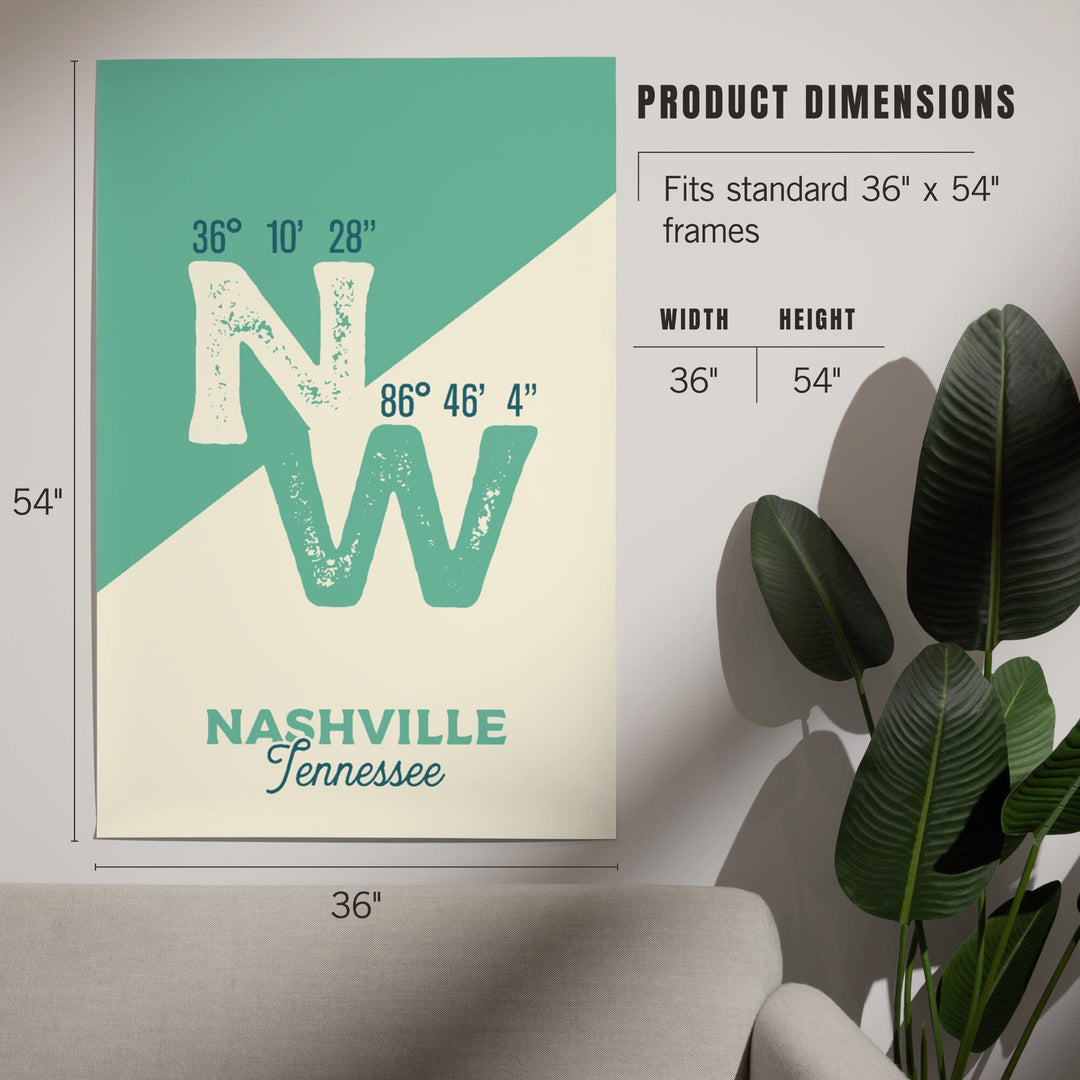 Nashville, Tennessee, Latitude and Longitude, City Series, Art & Giclee Prints Art Lantern Press 