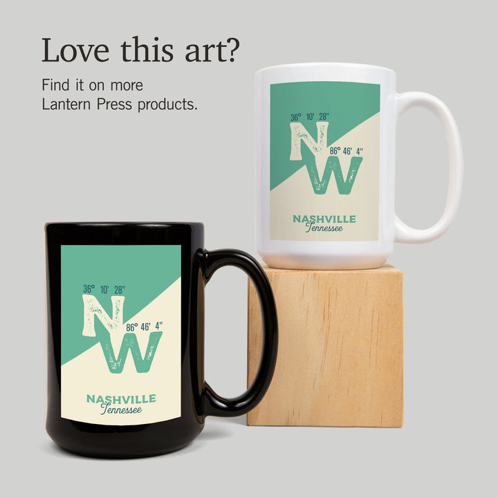 Nashville, Tennessee, Latitude and Longitude, City Series, Ceramic Mug Mugs Lantern Press 