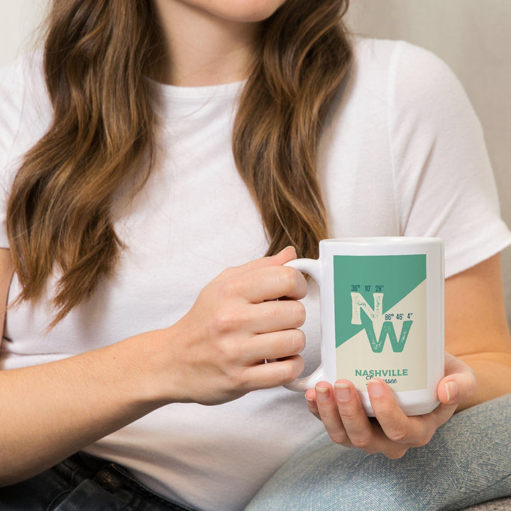Nashville, Tennessee, Latitude and Longitude, City Series, Ceramic Mug Mugs Lantern Press 