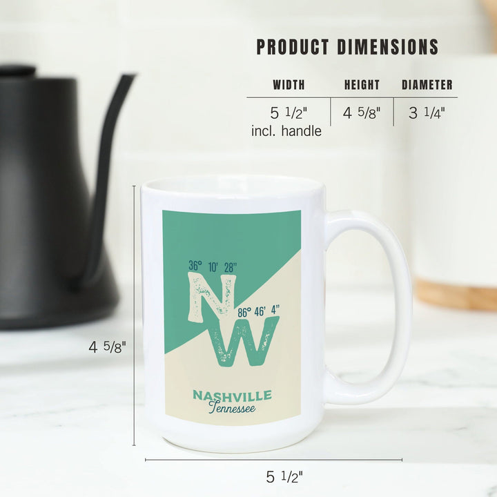 Nashville, Tennessee, Latitude and Longitude, City Series, Ceramic Mug Mugs Lantern Press 