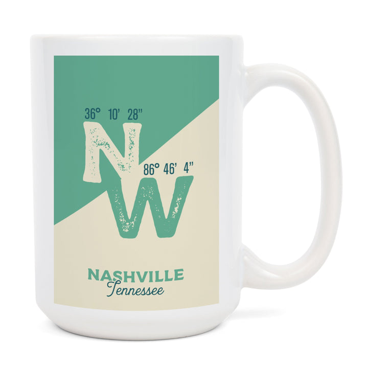 Nashville, Tennessee, Latitude and Longitude, City Series, Ceramic Mug Mugs Lantern Press 
