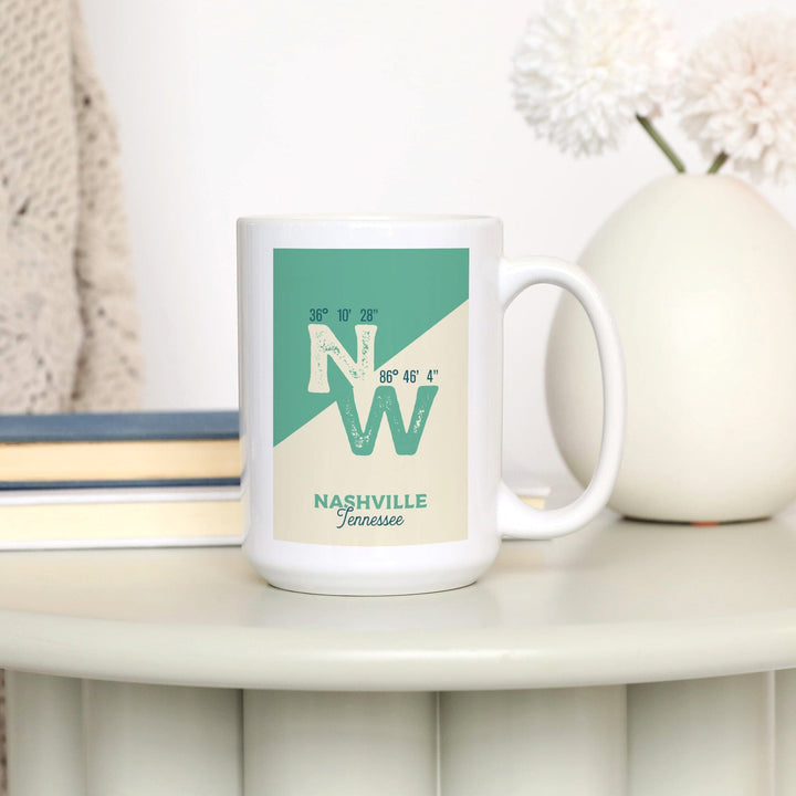 Nashville, Tennessee, Latitude and Longitude, City Series, Ceramic Mug Mugs Lantern Press 