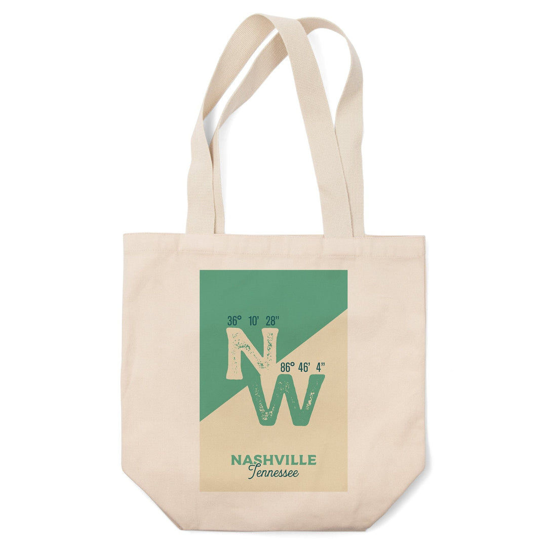 Nashville, Tennessee, Latitude and Longitude, City Series, Tote Bag Totes Lantern Press 