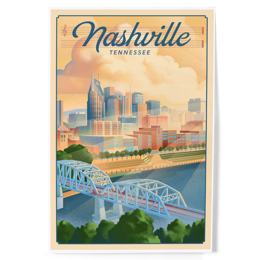 Nashville, Tennessee, Lithograph City Series, Art & Giclee Prints Art Lantern Press 