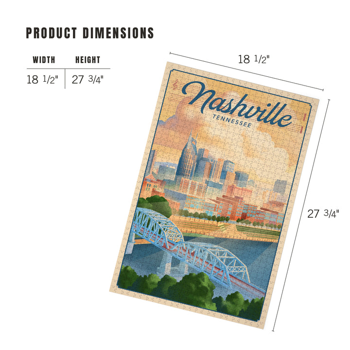 Nashville, Tennessee, Lithograph City Series, Jigsaw Puzzle Puzzle Lantern Press 