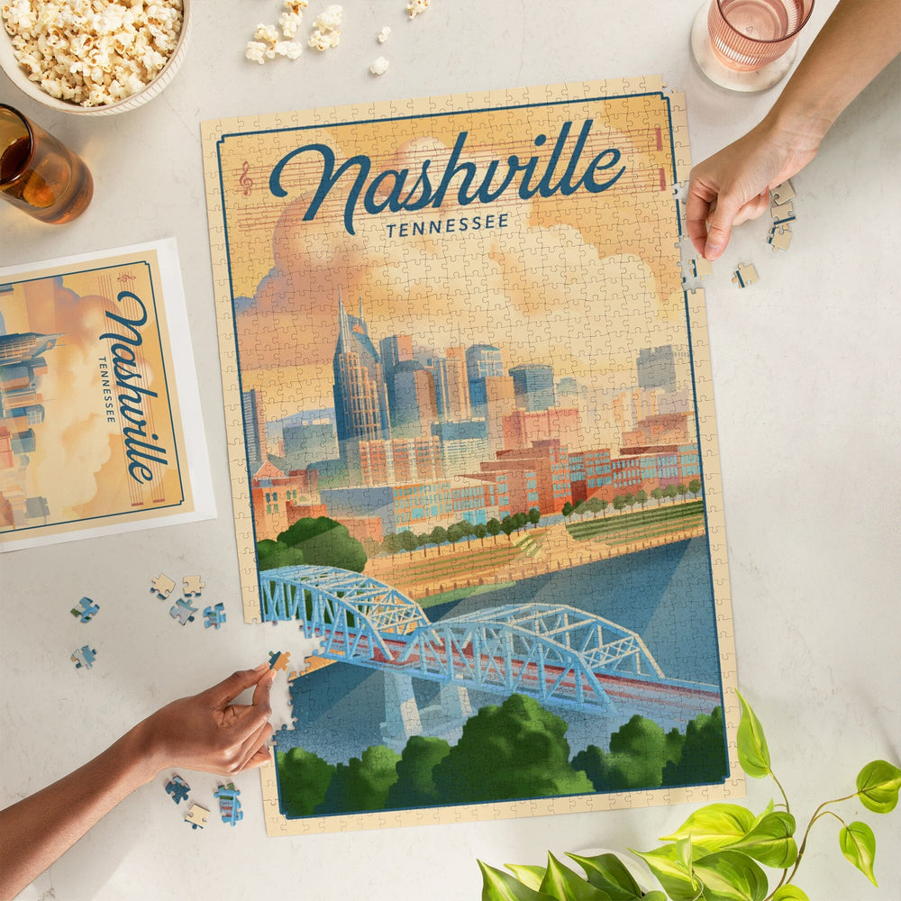 Nashville, Tennessee, Lithograph City Series, Jigsaw Puzzle Puzzle Lantern Press 