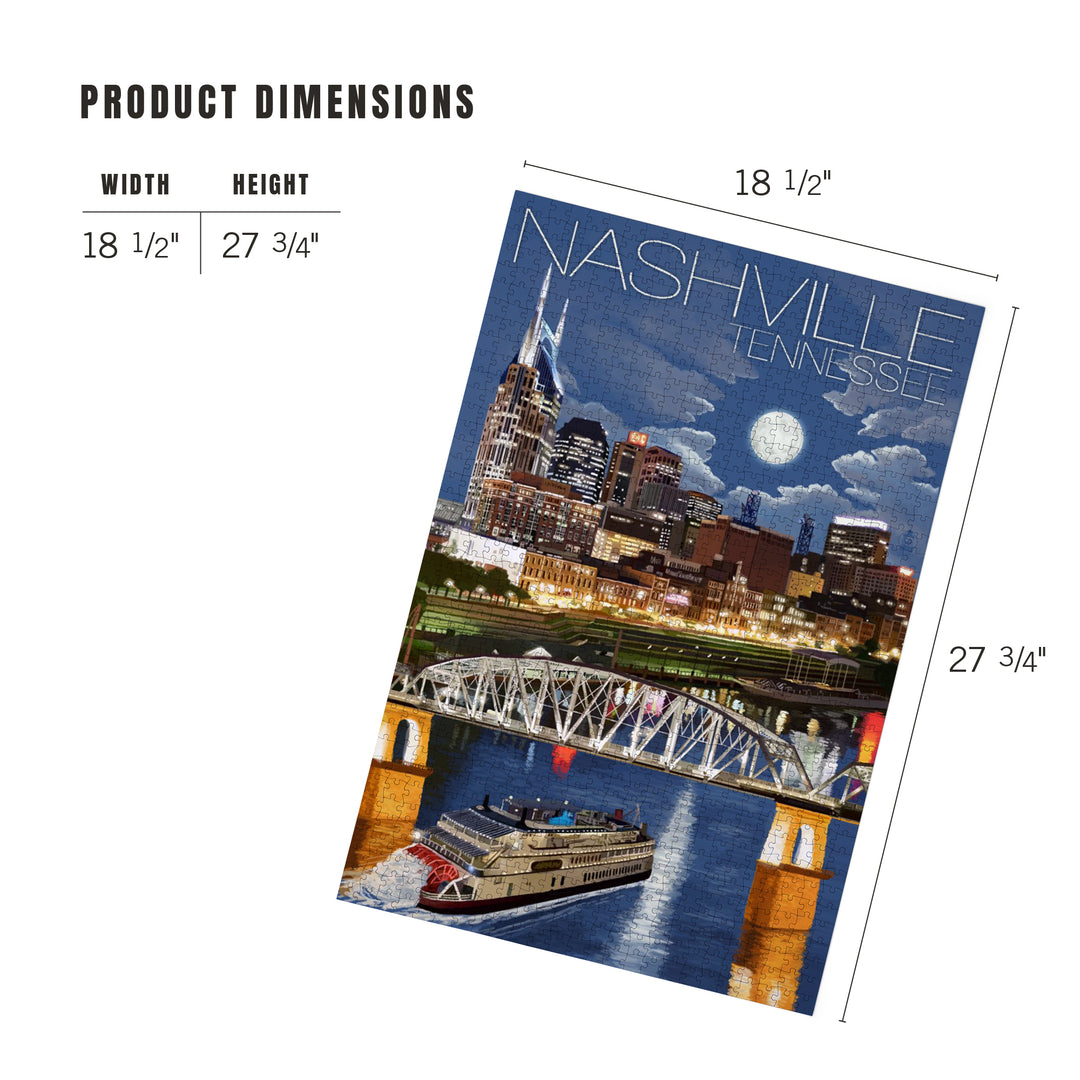 Nashville, Tennessee, Nashville at Night, Jigsaw Puzzle Puzzle Lantern Press 