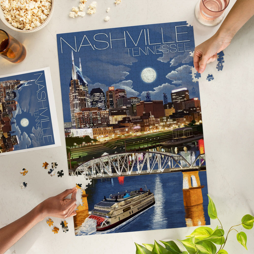 Nashville, Tennessee, Nashville at Night, Jigsaw Puzzle Puzzle Lantern Press 