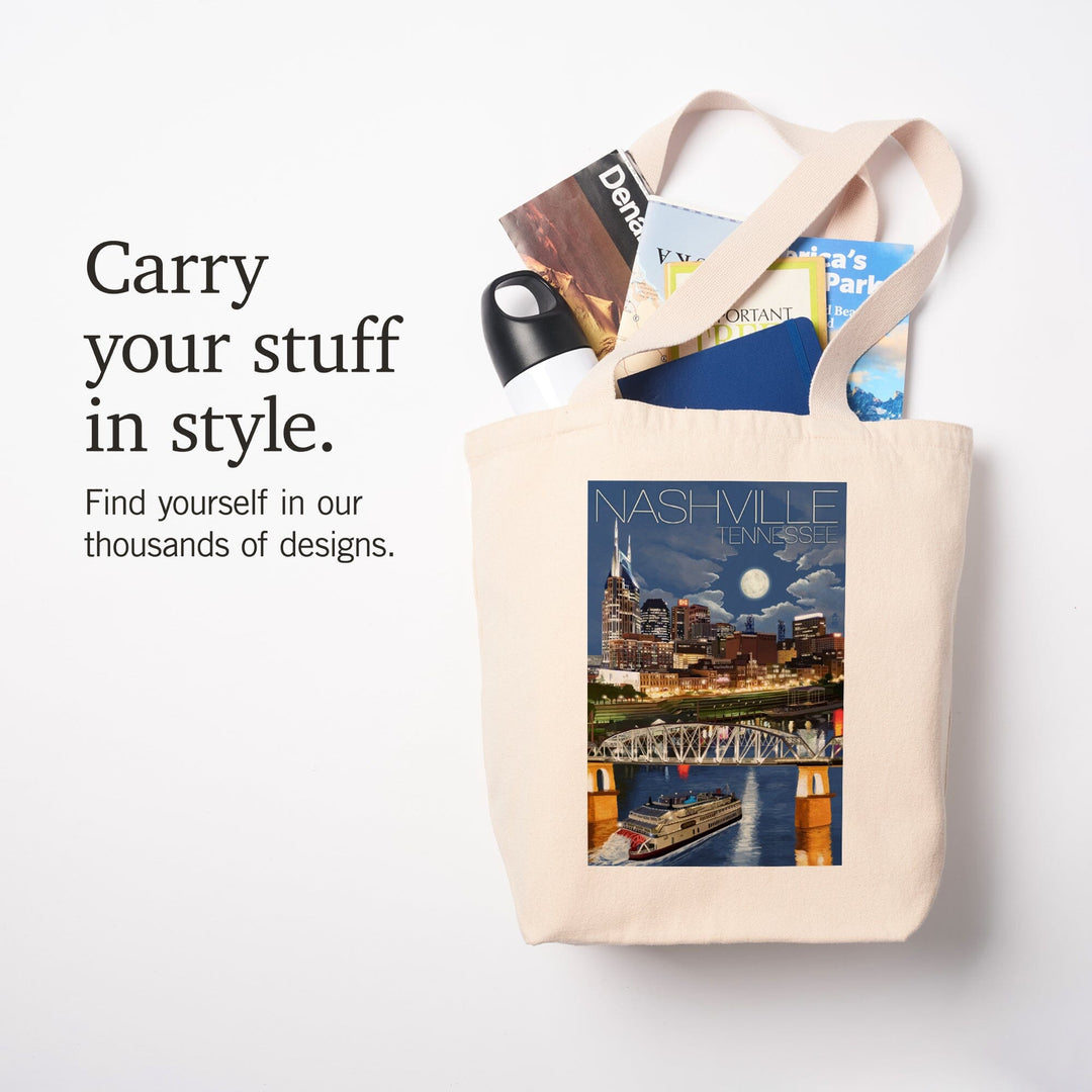Nashville, Tennessee, Nashville at Night, Tote Bag Totes Lantern Press 