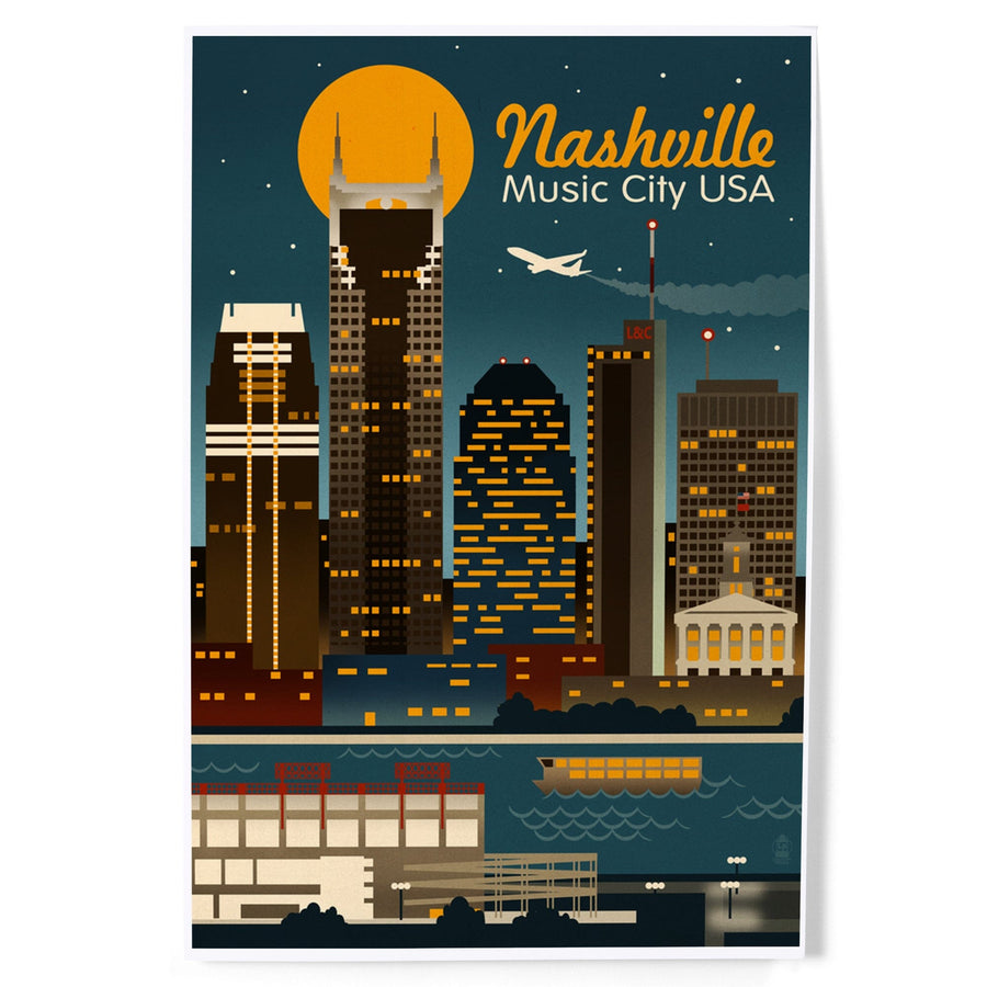 Nashville, Tennessee, Retro Skyline, Art & Giclee Prints Art Lantern Press 