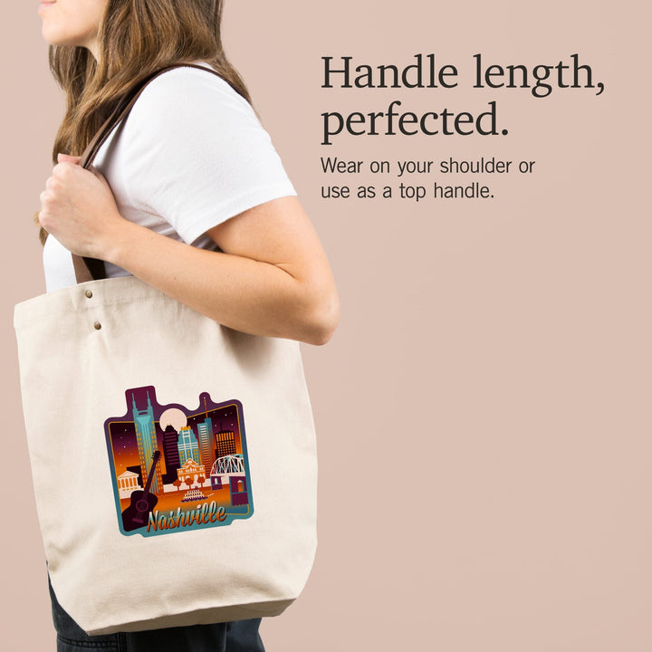 Nashville, Tennessee, Retro Skyline Chromatic Series, Contour, Deluxe Tote Totes Lantern Press 