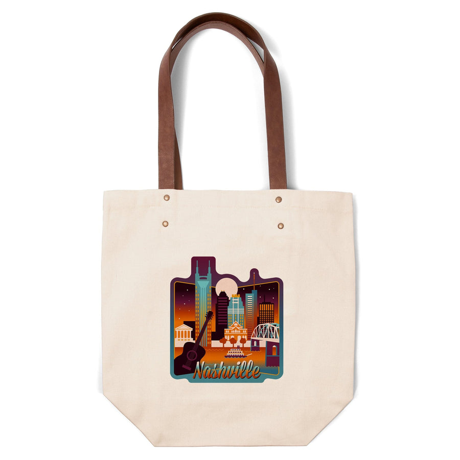 Nashville, Tennessee, Retro Skyline Chromatic Series, Contour, Deluxe Tote Totes Lantern Press 