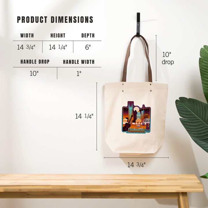 Nashville, Tennessee, Retro Skyline Chromatic Series, Contour, Deluxe Tote Totes Lantern Press 