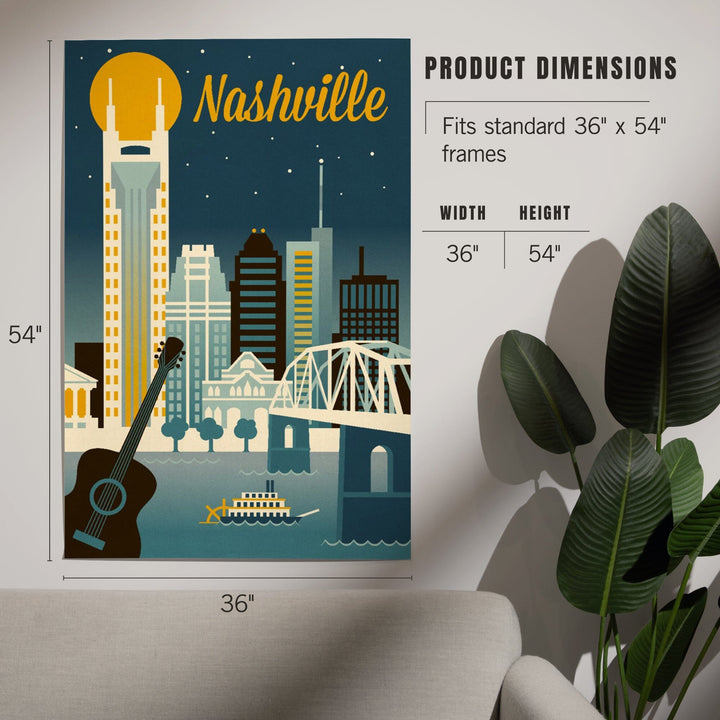 Nashville, Tennessee, Retro Skyline Classic Series, Art & Giclee Prints Art Lantern Press 