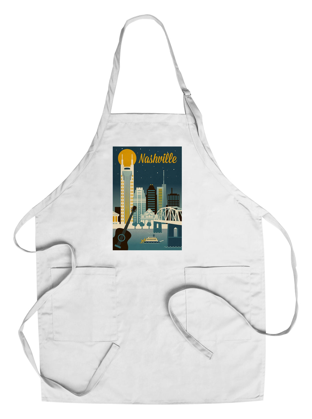 Nashville, Tennessee, Retro Skyline Classic Series, Organic Cotton Kitchen Tea Towels Kitchen Lantern Press Cotton Towel 