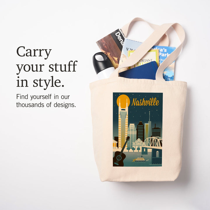 Nashville, Tennessee, Retro Skyline Classic Series, Tote Bag Totes Lantern Press 