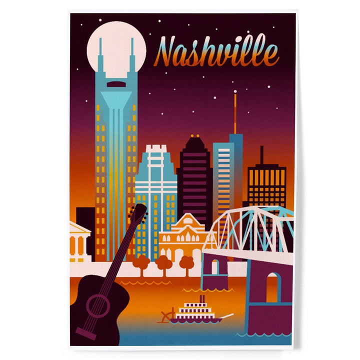 Nashville, Tennessee, Retro Skyline, Light, Chromatic Series, Art & Giclee Prints Art Lantern Press 