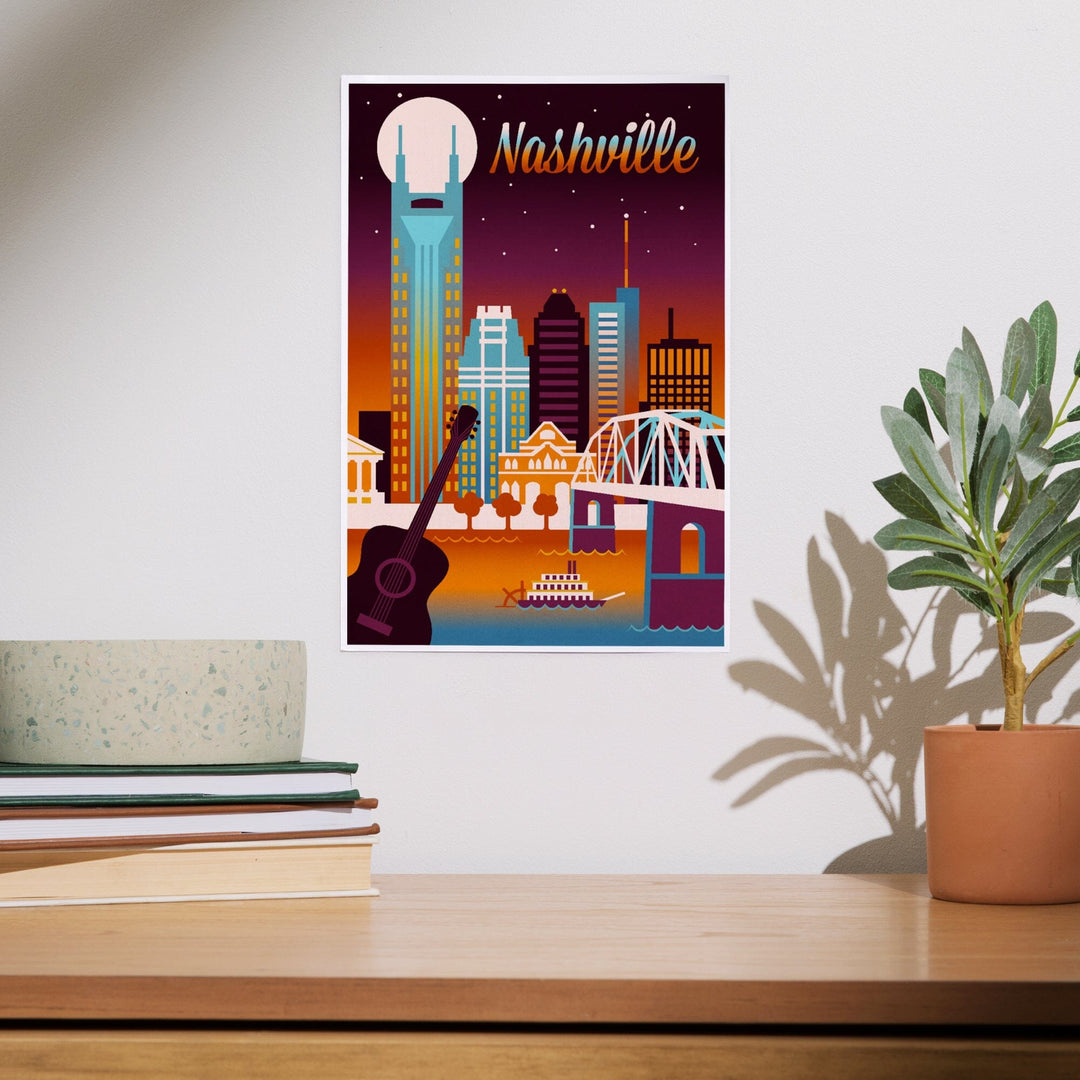 Nashville, Tennessee, Retro Skyline, Light, Chromatic Series, Art & Giclee Prints Art Lantern Press 