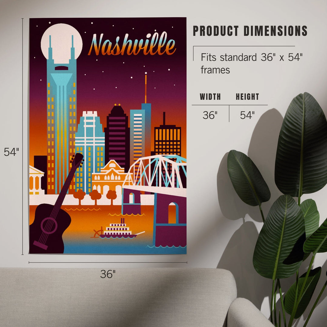 Nashville, Tennessee, Retro Skyline, Light, Chromatic Series, Art & Giclee Prints Art Lantern Press 