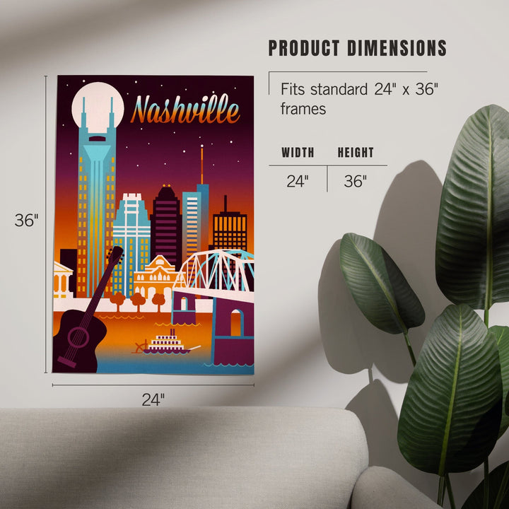 Nashville, Tennessee, Retro Skyline, Light, Chromatic Series, Art & Giclee Prints Art Lantern Press 