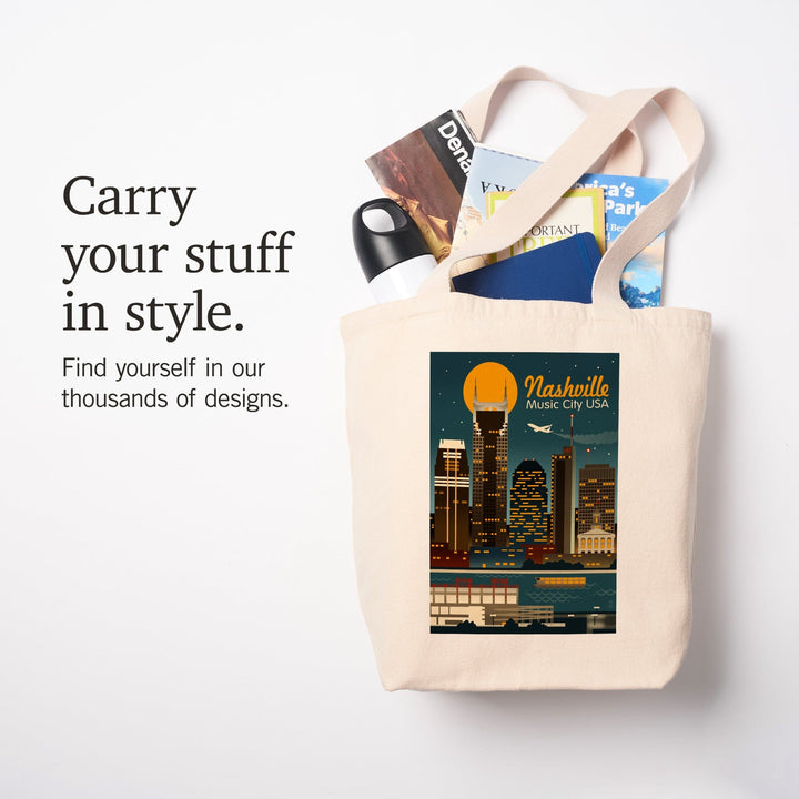 Nashville, Tennessee, Retro Skyline, Tote Bag Totes Lantern Press 
