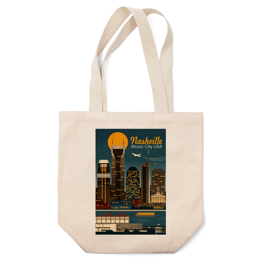 Nashville, Tennessee, Retro Skyline, Tote Bag Totes Lantern Press 