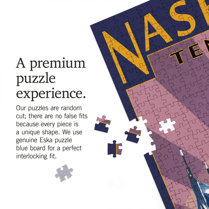 Nashville, Tennessee, Skyline at Night, Jigsaw Puzzle Puzzle Lantern Press 