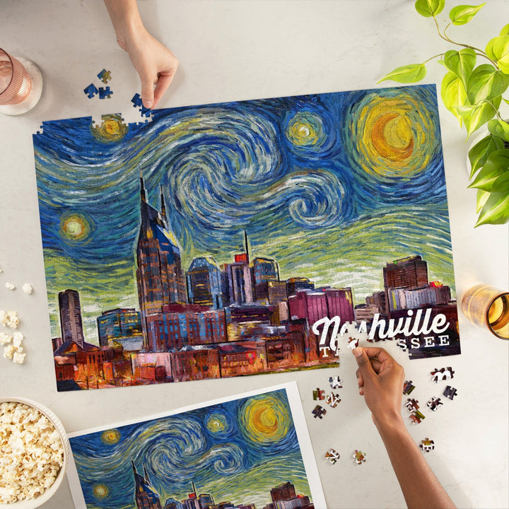 Nashville, Tennessee, Starry Night City Series, Jigsaw Puzzle Puzzle Lantern Press 