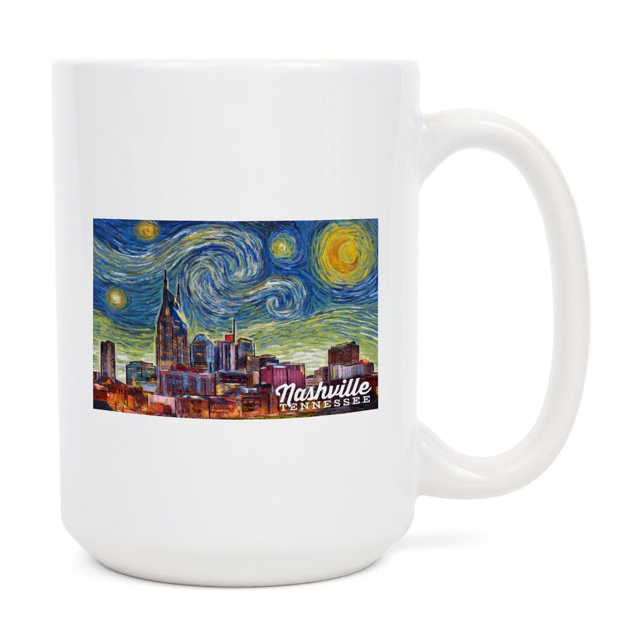 Nashville, Tennessee, Starry Night City Series, Lantern Press Artwork, Ceramic Mug Mugs Lantern Press 