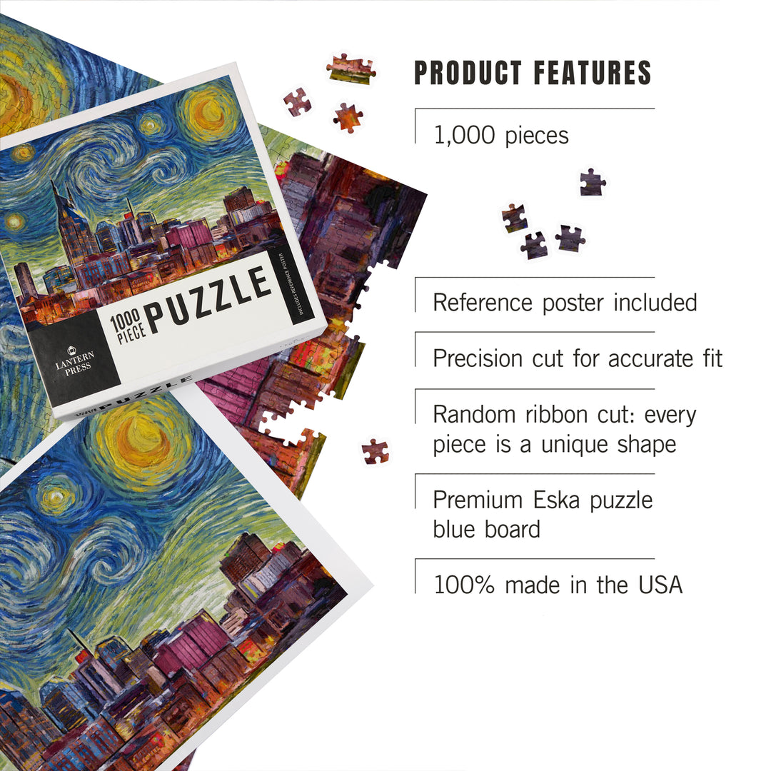Nashville, Tennessee, Starry Night Series, Jigsaw Puzzle Puzzle Lantern Press 