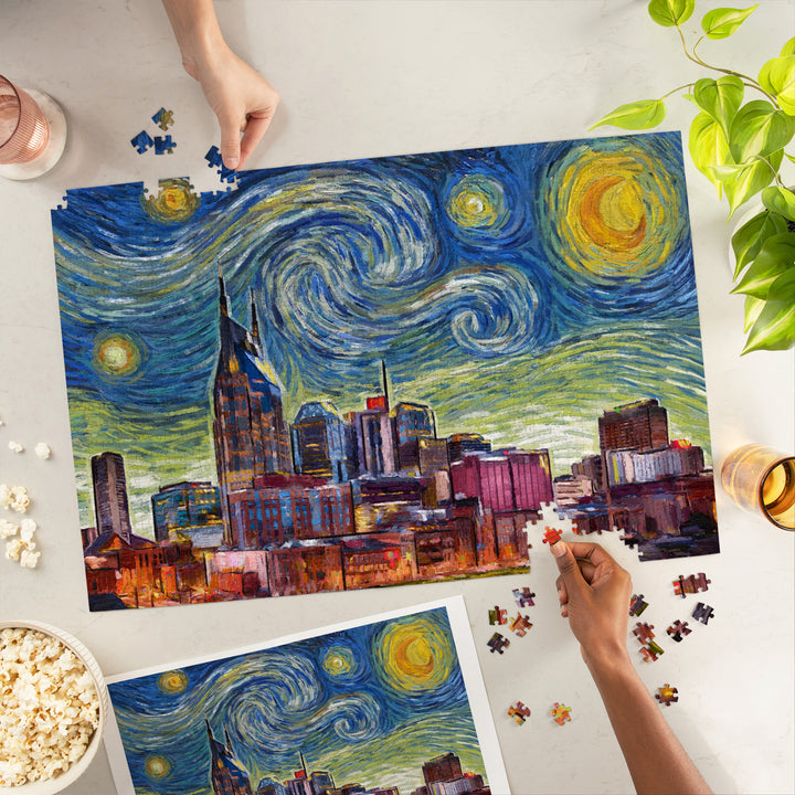 Nashville, Tennessee, Starry Night Series, Jigsaw Puzzle Puzzle Lantern Press 