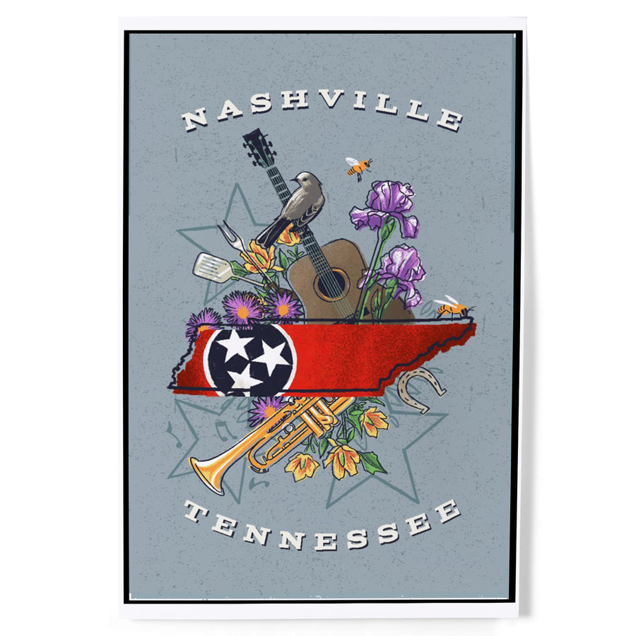 Nashville, Tennessee, State Treasure Trove, Art & Giclee Prints Art Lantern Press 