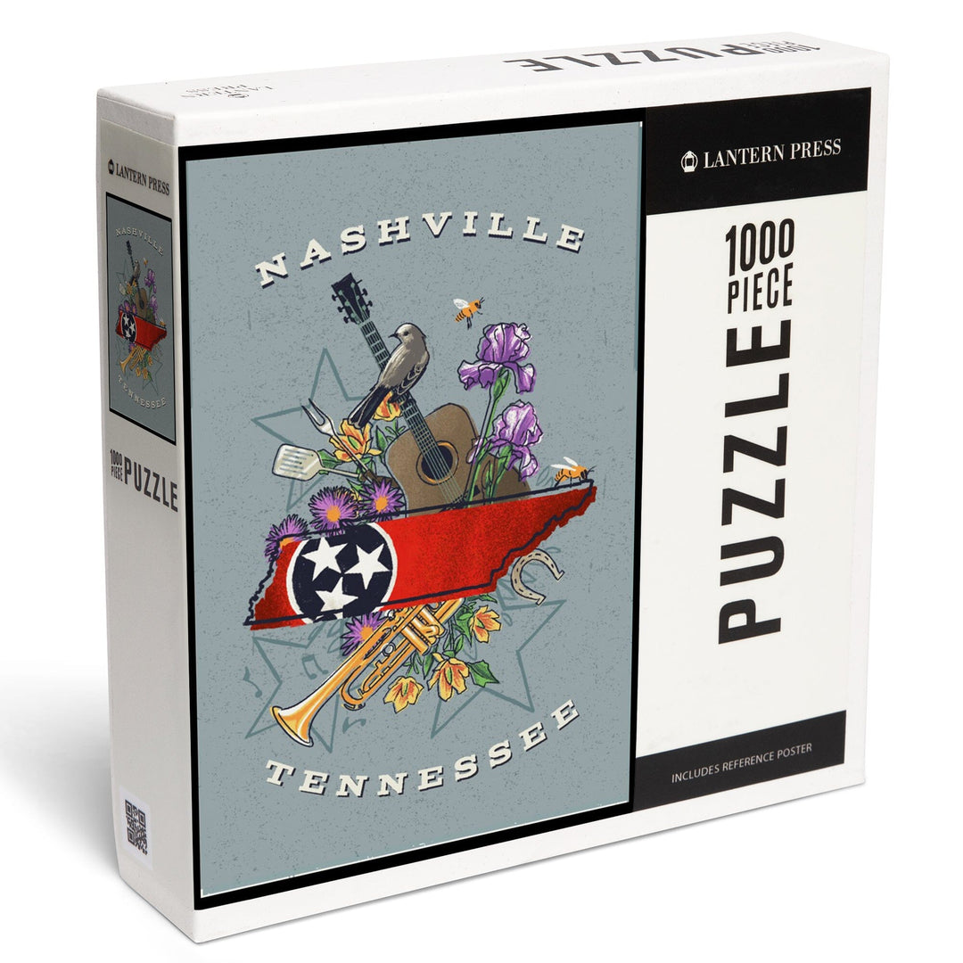 Nashville, Tennessee, State Treasure Trove, Jigsaw Puzzle Puzzle Lantern Press 