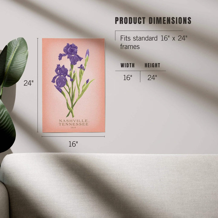 Nashville, Tennessee, Vintage Flora, State Series, Iris, Art & Giclee Prints Art Lantern Press 