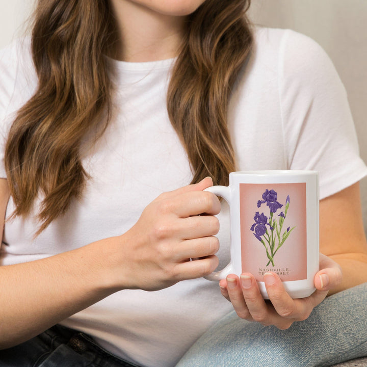 Nashville, Tennessee, Vintage Flora, State Series, Iris, Ceramic Mug Mugs Lantern Press 
