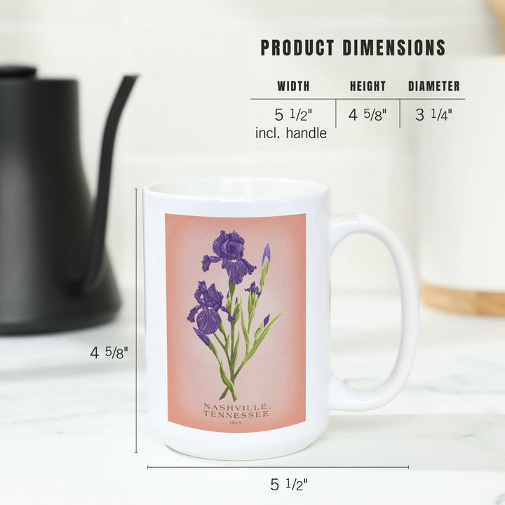 Nashville, Tennessee, Vintage Flora, State Series, Iris, Ceramic Mug Mugs Lantern Press 