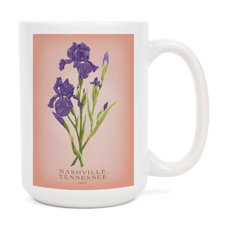 Nashville, Tennessee, Vintage Flora, State Series, Iris, Ceramic Mug Mugs Lantern Press 