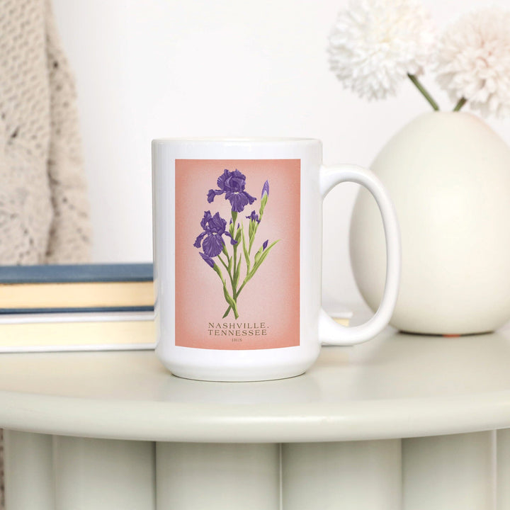 Nashville, Tennessee, Vintage Flora, State Series, Iris, Ceramic Mug Mugs Lantern Press 