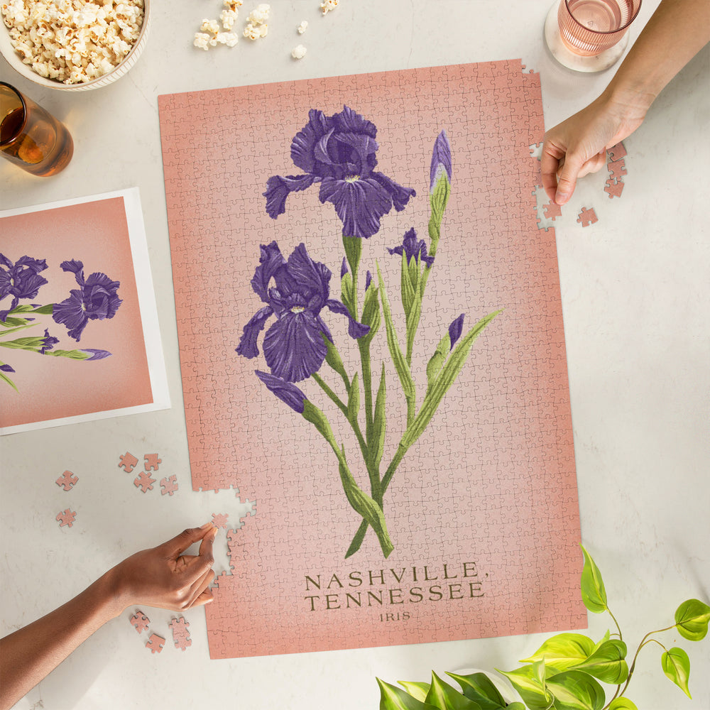 Nashville, Tennessee, Vintage Flora, State Series, Iris, Jigsaw Puzzle Puzzle Lantern Press 
