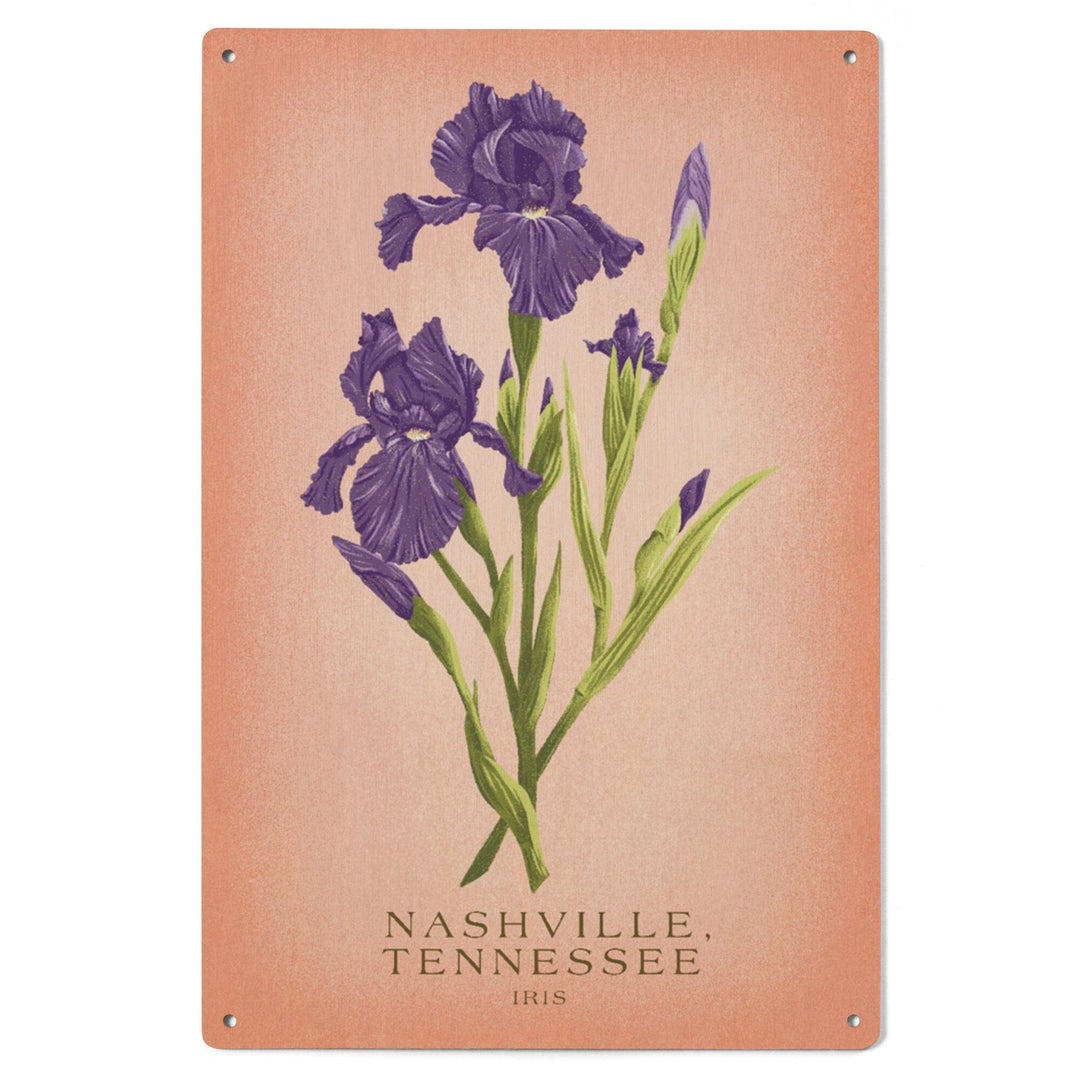 Nashville, Tennessee, Vintage Flora, State Series, Iris Wood Lantern Press 
