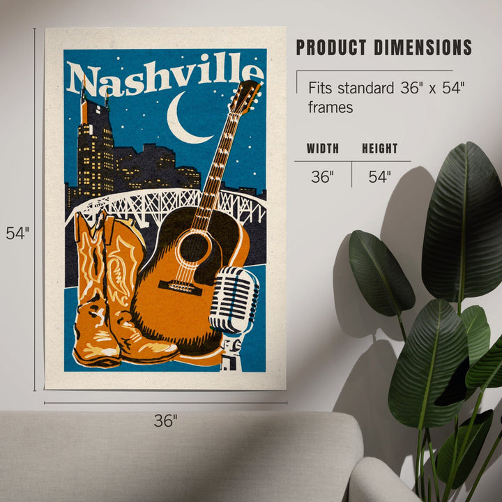 Nashville, Tennessee, Woodblock, Art & Giclee Prints Art Lantern Press 