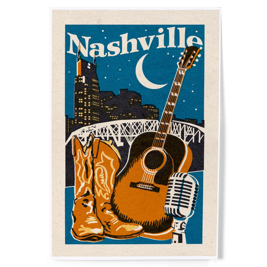 Nashville, Tennessee, Woodblock, Art & Giclee Prints Art Lantern Press 